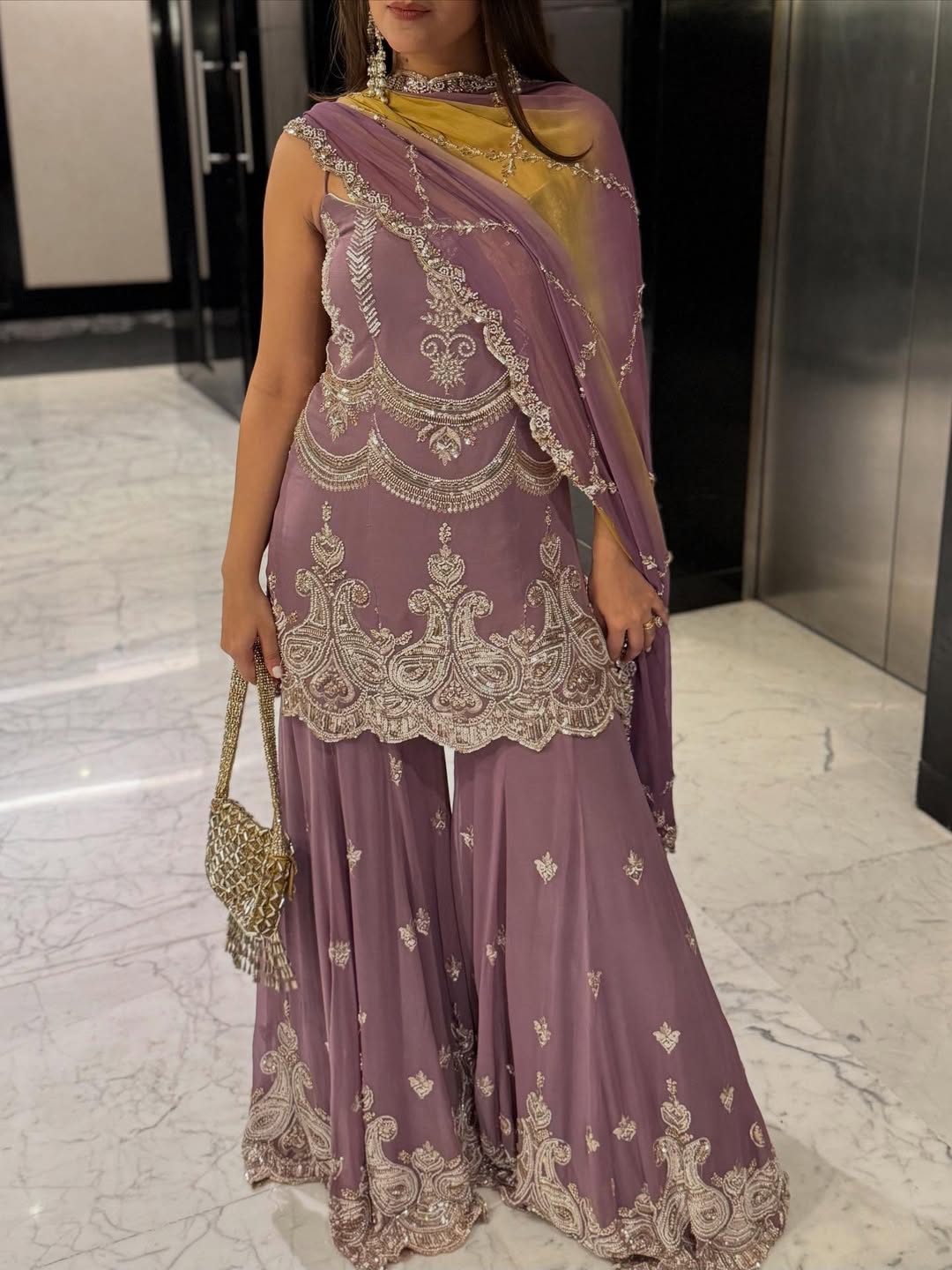 PURPLE EMBELLISHED PARTY COORD SET