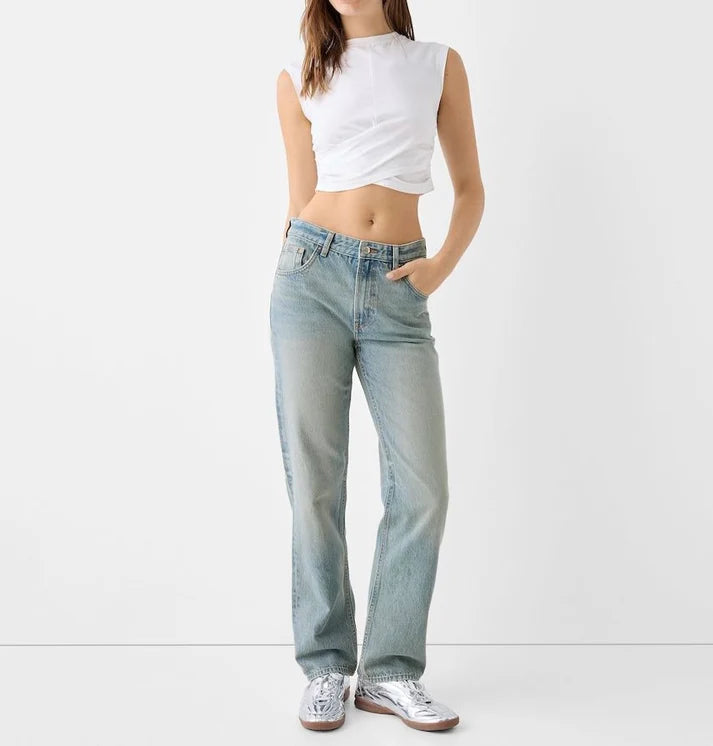BK Premium High Rise Straight-fit Jeans light blue