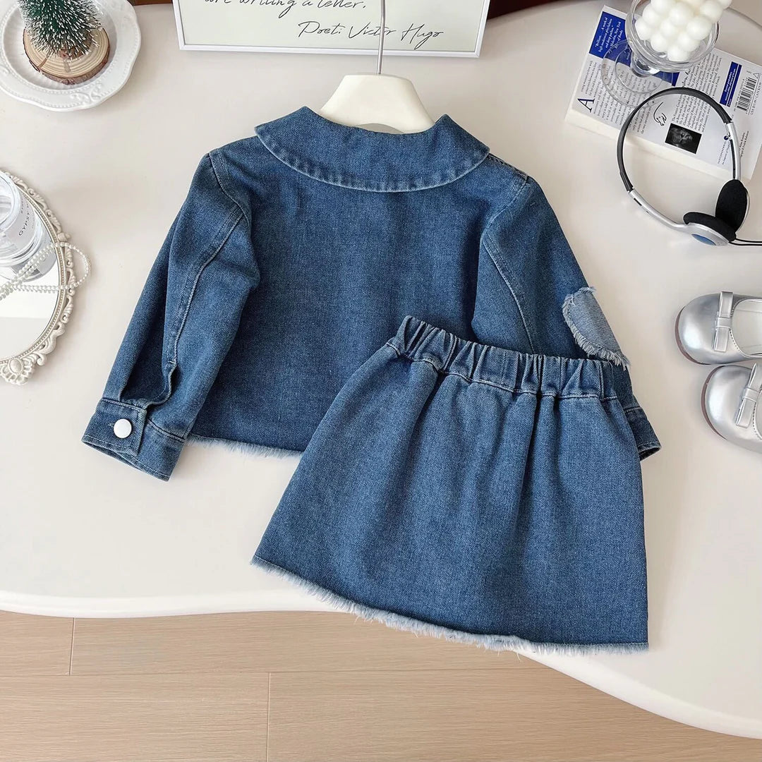 Rugged heart denim set