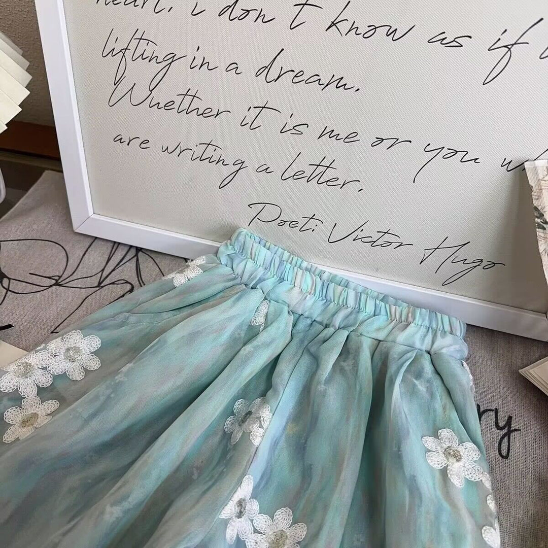 Flower embroidered lace premium set