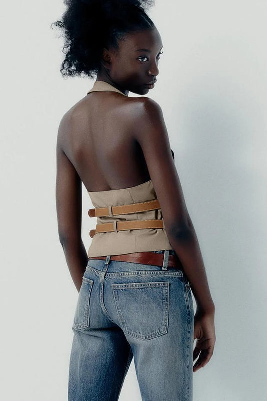 Belted Halter Vest Top