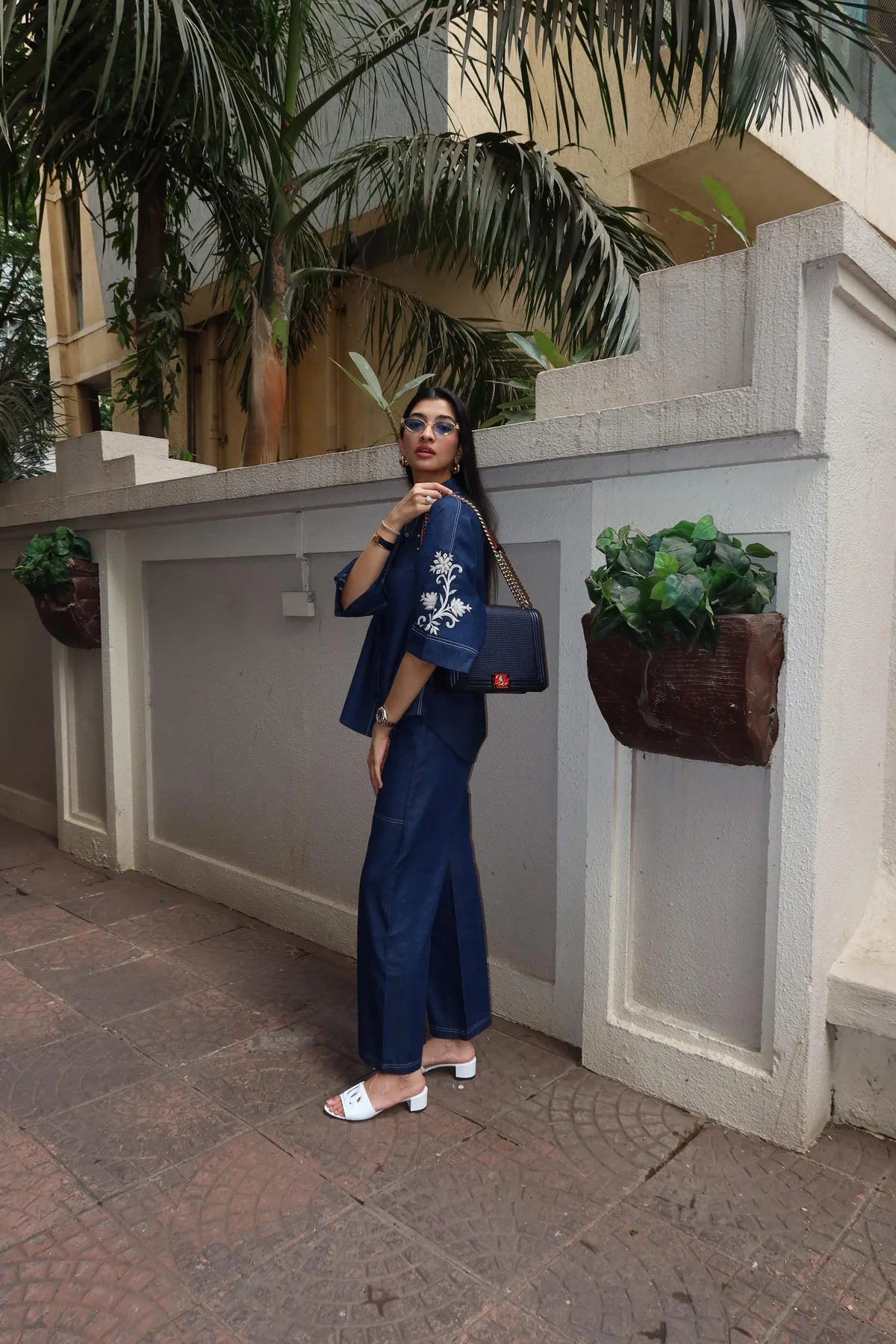 NOOR DENIM EMBROIDERED COORD SET