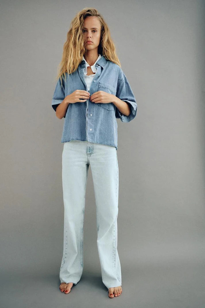 01 ZR Highwaist straightfit jeans ice blue