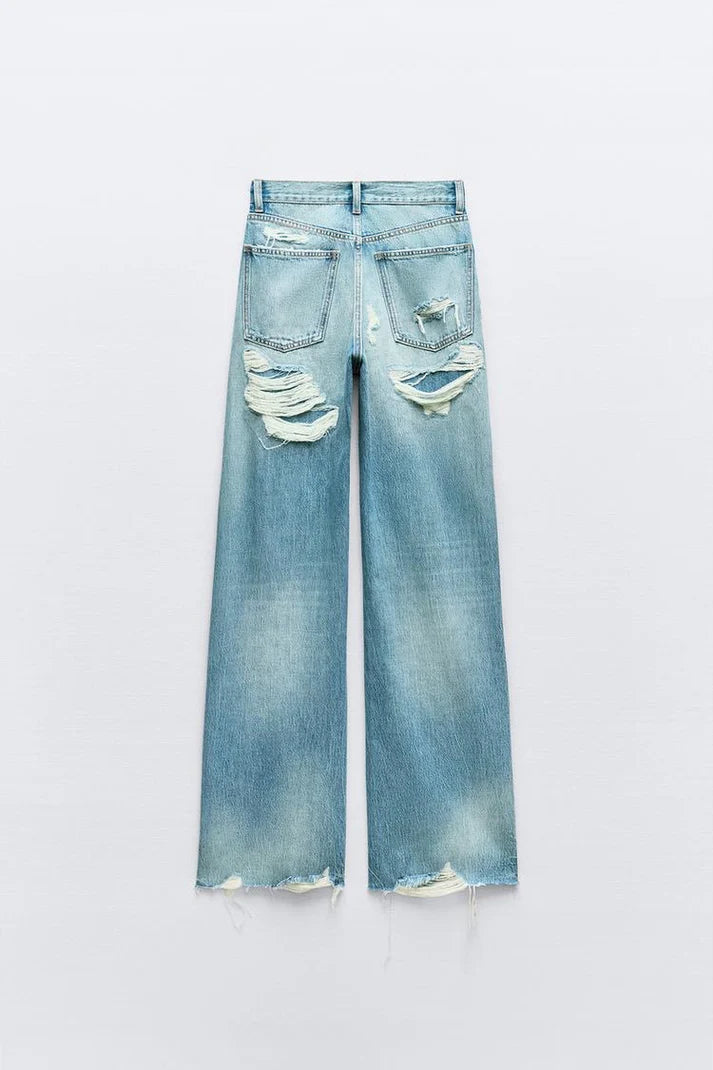 09 ZR Highwaist Ripped straight fit jeans