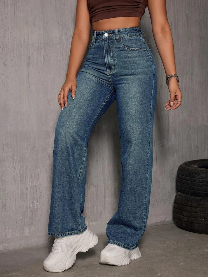 01 Vintage Highwaist straight fit Jeans tint blue