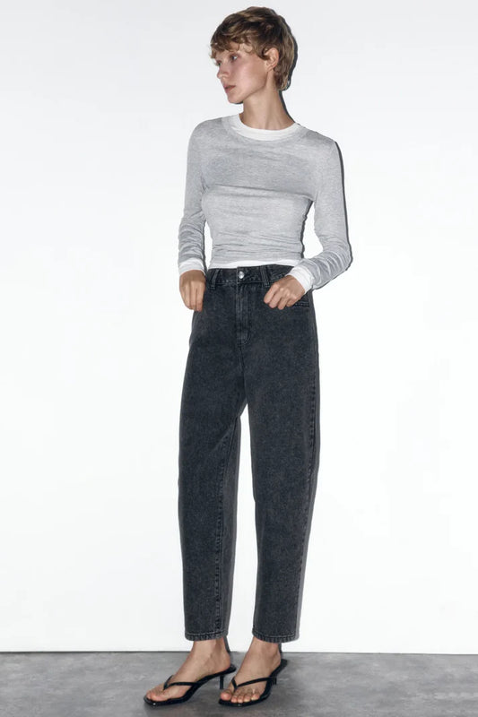Charcoal black mom fit jeans