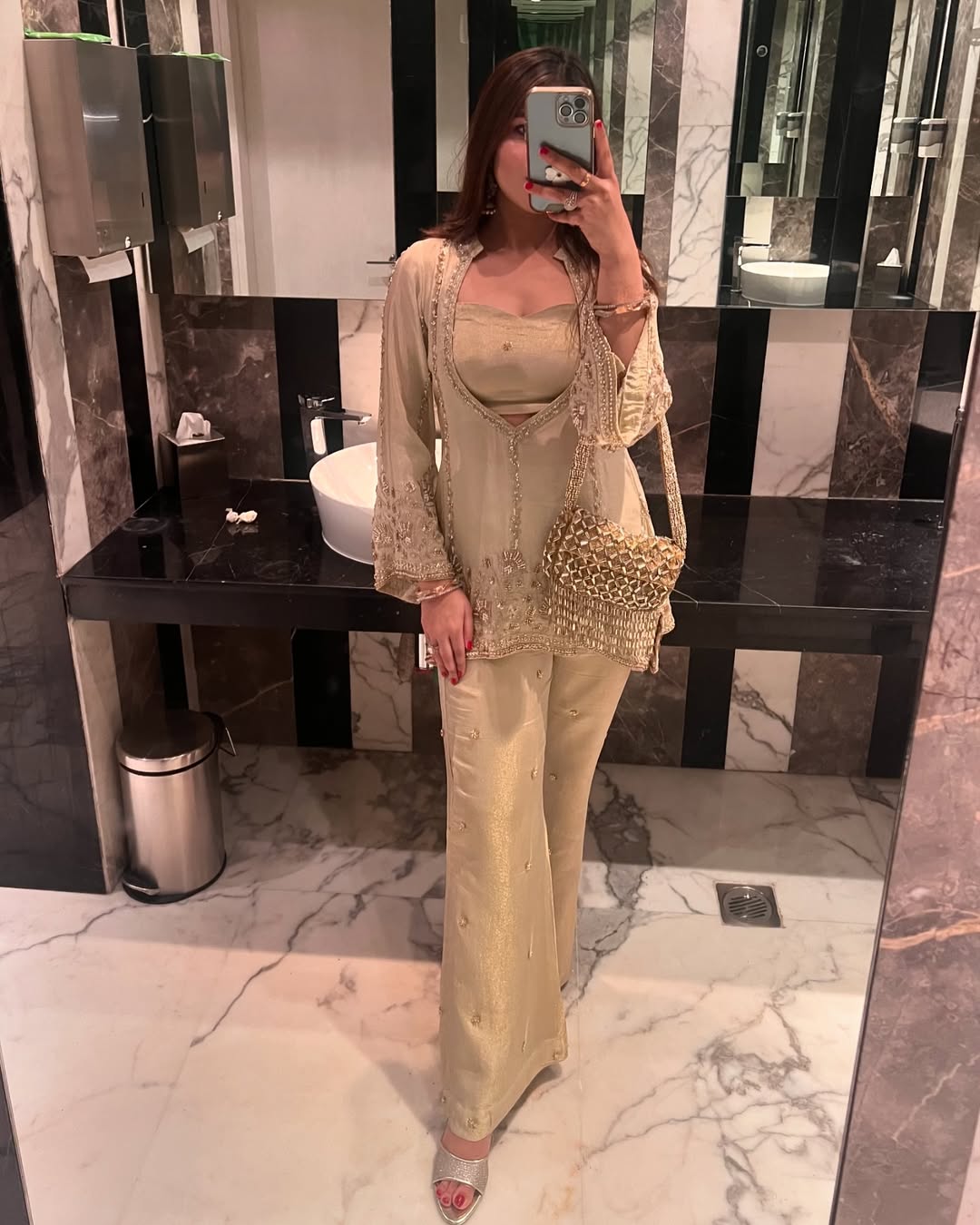 GOLDEN EMBELLISHED PARTY COORD SET