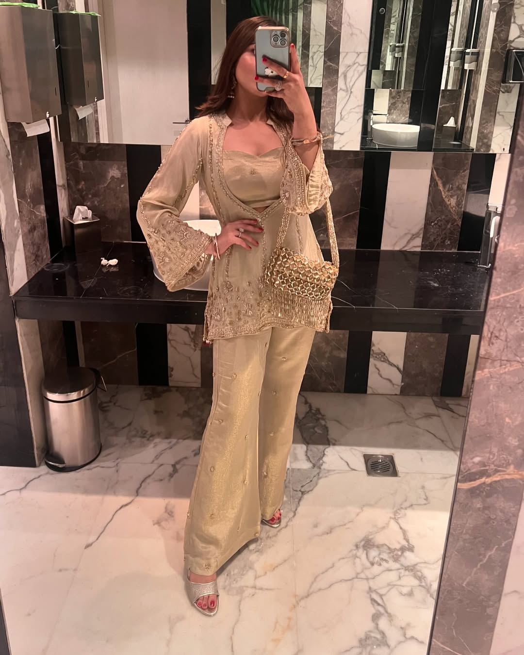 GOLDEN EMBELLISHED PARTY COORD SET