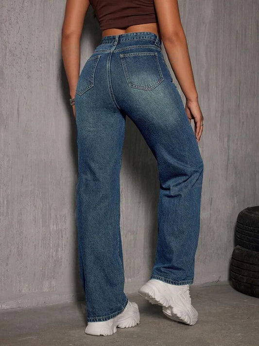 01 Vintage Highwaist straight fit Jeans tint blue