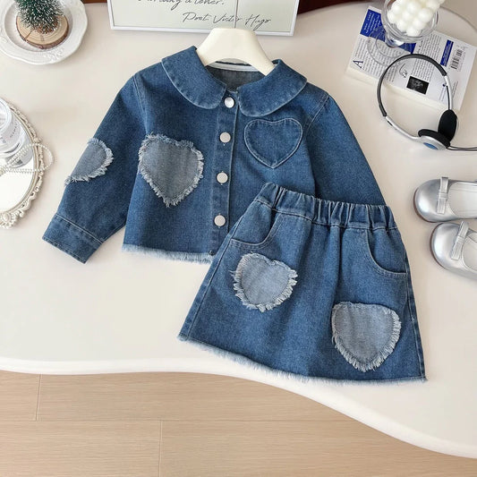 Rugged heart denim set