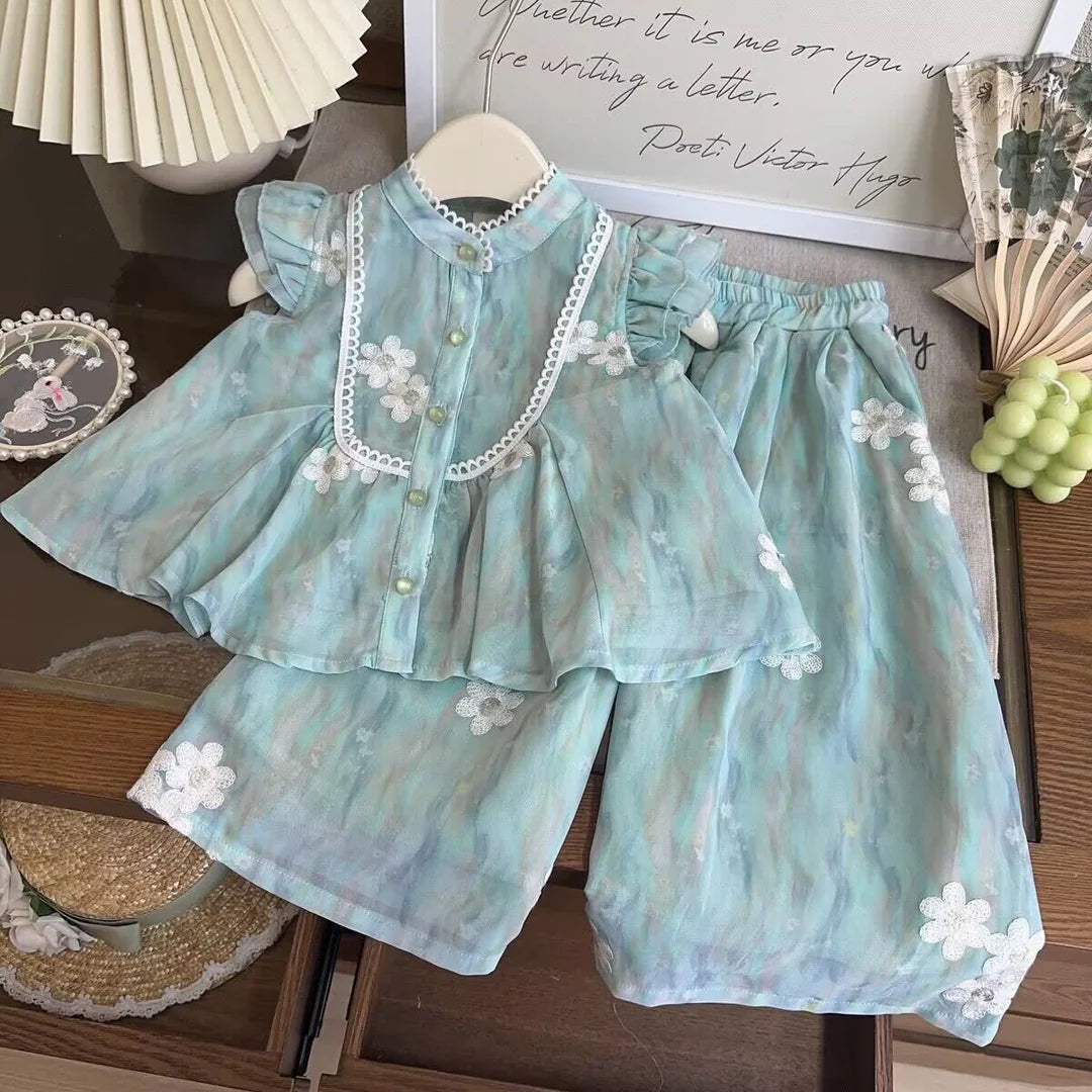 Flower embroidered lace premium set