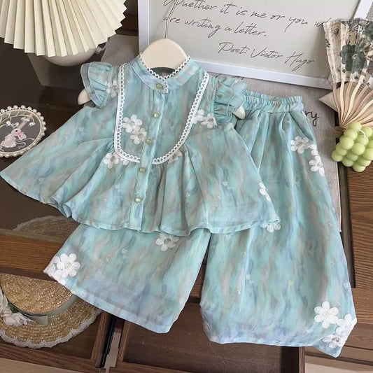 Flower embroidered lace premium set