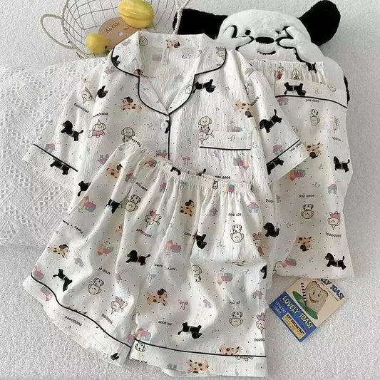 Vega 3 Pc Set Cotton Nightsuit In Off-White