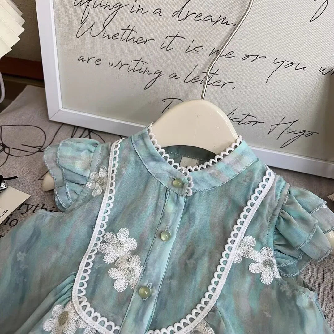 Flower embroidered lace premium set