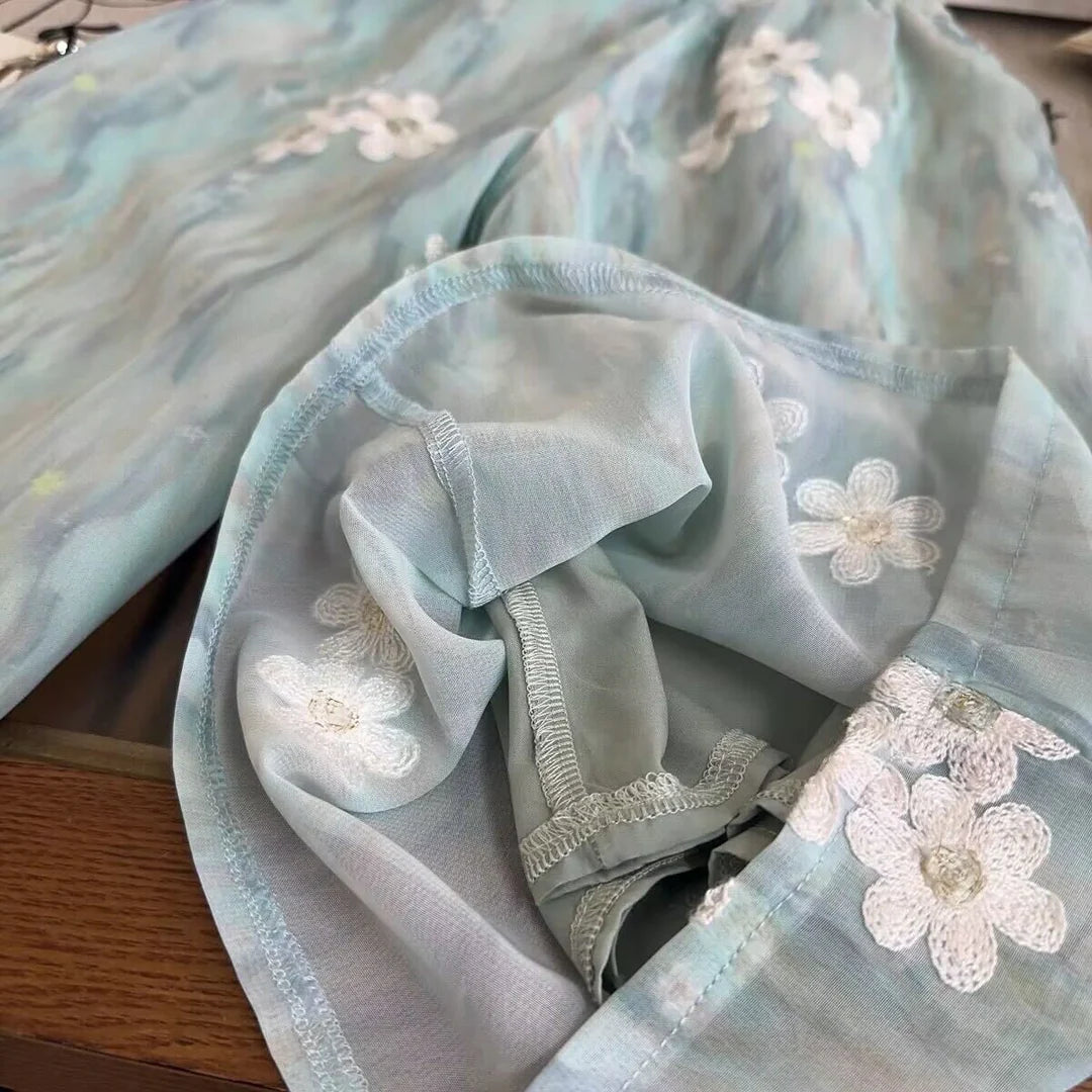Flower embroidered lace premium set
